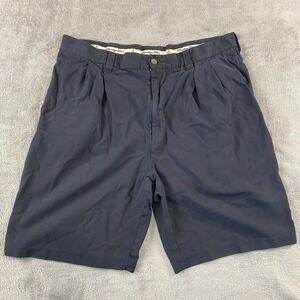 Montego Mon Silk Shorts Mens 36 Navy Pleated Herringbone Luxury Resort Coastal
